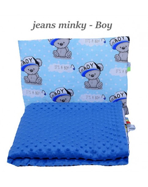 Małe Duże poduszka do wózka Minky 30x40cm Jeans Minky Boy