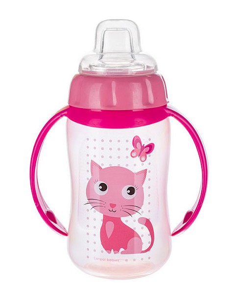 Canpol kubek z miękkim ustnikiem Cute Animals 320ml 56/512 Pink