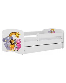 Kocot Kids łóżko dziecięce Babydreams białe z barierką i szufladą różne wzory 140x70cm/160x80cm/180x80cm